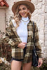 Plaid Collared Neck Button Up Jacket with Pockets