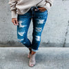 Frayed white ripped slim fit jeans -  Women's Bottom - Verzatil 