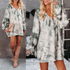 Tie-Dye Printed Long-Sleeved V-Neck Loose Casual Home Sweater - Verzatil 