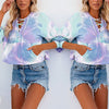 Tie-Dye Printed Long-Sleeved Hooded Lace-Up Sweatshirt - Verzatil 