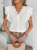 Scalloped V-Neck Butterfly Sleeve Top