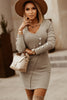 Decorative Button Long Sleeve Dress