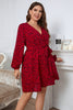 Plus Size Long Sleeve Surplice Neck Dress