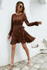 Round Neck Flounce Sleeve Tie Waist Mini Dress