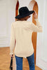 Notched Neck Long Sleeve Blouse