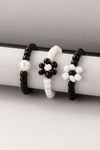 3-Piece Contrast Flower Bead Bracelet