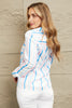 Double Take Striped Long Sleeve Collared Shirt