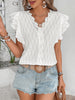 Scalloped V-Neck Butterfly Sleeve Top