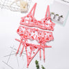 Women's New Style Sexy Lingerie Love Embroidery High-quality Three-piece Female