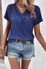 Decorative Button V-Neck Short Sleeve Tee