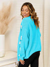 Flower Dropped Shoulder Open Front Cardigan