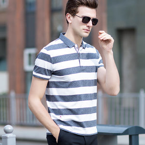 Business casual short sleeve striped Polo Shirt - Verzatil 