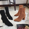 New lady's short boots with warm heel and thick heel suede - Women's Shoes - Verzatil 