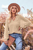 V-Neck Dropped Shoulder Waffle-Knit Blouse