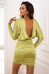 Open Back Ruched Long Sleeve Dress