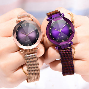 New Fashion Women Mesh Magnet Buckle Starry Sky Watch - Verzatil 