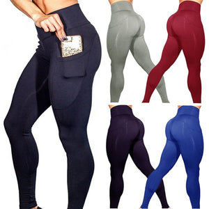 Mobile phone pocket leggings female high elastic  high waist yoga pants - Verzatil 