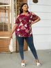 Plus Size Cold-Shoulder Round Neck Curved Hem Tee