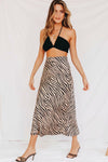 Tiger print skirt satin silk skirt - Women's Bottom - Verzatil 