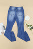 Distressed Flare Leg Jeans with Pockets