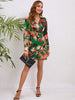 Printed Long Sleeve Tulip Hem Dress