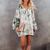 Tie-Dye Printed Long-Sleeved V-Neck Loose Casual Home Sweater - Verzatil 