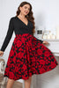 Plus Size Floral Surplice Neck Long Sleeve Dress