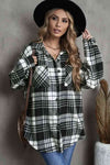 Plaid Collared Neck Button Up Jacket with Pockets