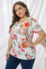 Plus Size Floral Print Sequin Pocket Tee