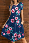 Floral Round Neck Short Sleeve Dress