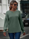 Round Neck Dropped Shoulder Flounce Sleeve T-Shirt