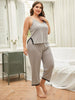 Plus Size Lace Trim Slit Cami and Pants Pajama Set