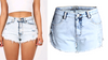 Ripped jeans women's high waist light color  denim shorts - Verzatil 