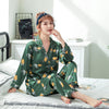 Ice Silk Couple Pajamas Spring And Summer Long-sleeved Printed Silk Pajamas - Men's Pajama Set - Verzatil 