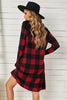 Plaid Round Neck Long Sleeve Mini Dress