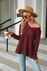 Long Sleeve V-Neck Cable-Knit Blouse