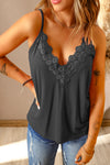 Full Size Lace Trim V-Neck Cami Top