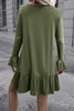 V-Neck Flounce Sleeve Ruffle Hem Mini Dress