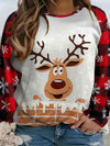 Plus Size Reindeer Graphic Round Neck Long Sleeve T-Shirt