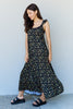 Doublju In The Garden Ruffle Floral Maxi Dress in  Black Yellow Floral