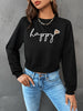 Raglan Sleeve HAPPY Graphic Sweatshirt