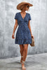 Ditsy Floral V-Neck Short Sleeve Dress