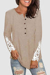 Lace Detail Button Front T-Shirt