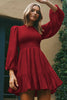 Smocked Balloon Sleeve Ruffle Hem Dress