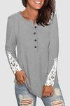 Lace Detail Button Front T-Shirt