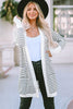 Striped Open Front Longline Cardigan