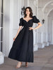 Surplice Neck Ruffle Hem Balloon Sleeve Maxi Dress