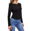 Lace-Up T-Shirt Women Hollow Open Back Long-Sleeved - Women's Top - Verzatil 