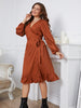 Plus Size Surplice Neck Tie Waist Dress