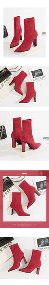 Mid-tube booties pointed suede women's boots - Women's Shoes - Verzatil 